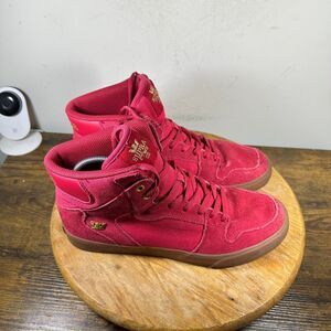 Supra Vaider Rose Red Light Gum High Top Shoes Men's Size 10.5‎ 08044 644 M